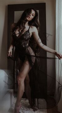 Midnight Lace Transparan Detaylı Özel Tasarım Uzun Tül Gecelik