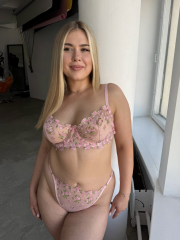 Çiçek Nakışlı Transparan Sütyen & Külot Takımı – C Cup - Pembe