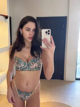 Çiçek Nakışlı Transparan Sütyen & Külot Takımı - Ten Yeşil