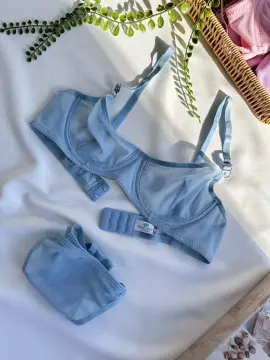Transparan Desteksiz Sütyen Takımı - Bebe Mavi