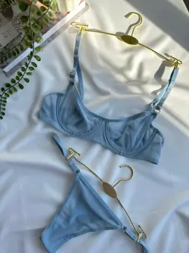 Transparan Desteksiz Sütyen Takımı - Bebe Mavi
