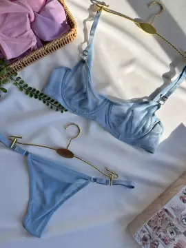 Transparan Desteksiz Sütyen Takımı - Bebe Mavi
