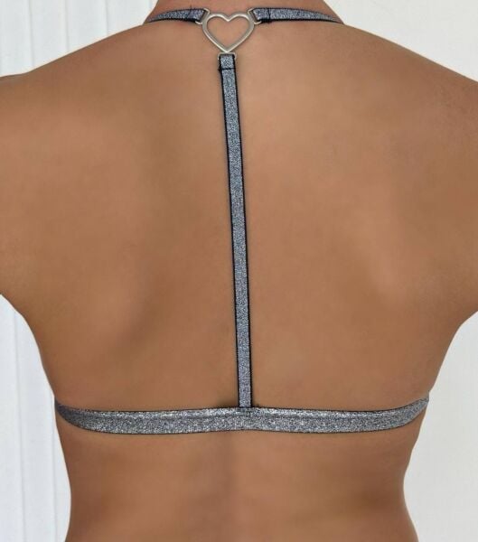 Desteksiz B Cup Simli Önden Açılan Sırt Detaylı Bralet Sütyen (Renk Seçenekli) Lacivert - 80B