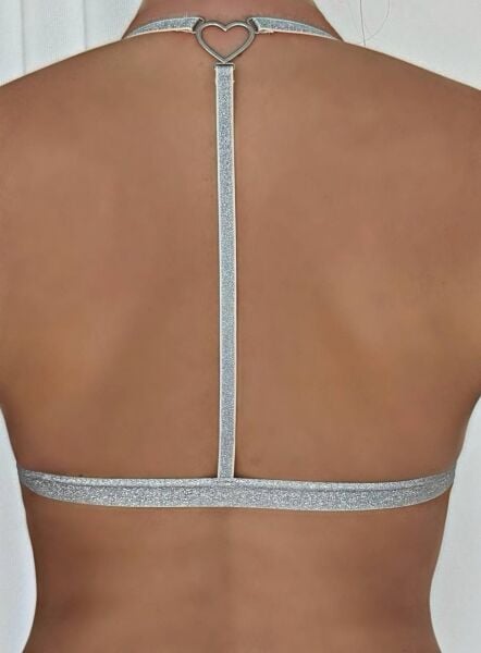 Desteksiz B Cup Simli Önden Açılan Sırt Detaylı Bralet Sütyen (Renk Seçenekli) Ekru - 90B