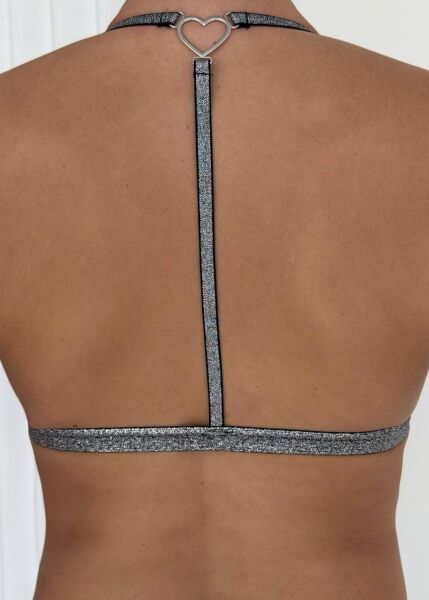 Desteksiz B Cup Simli Önden Açılan Sırt Detaylı Bralet Sütyen (Renk Seçenekli) Siyah - 85B