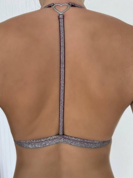 Desteksiz B Cup Simli Önden Açılan Sırt Detaylı Bralet Sütyen (Renk Seçenekli) Bordo - 85B