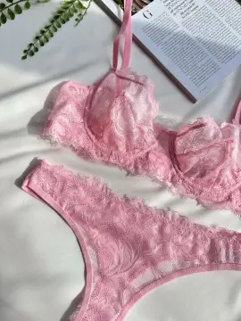 Dantelli Sütyen & Tanga Külot Takımı - Pudra