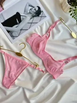 Transparan Desteksiz Sütyen Takımı - Pudra