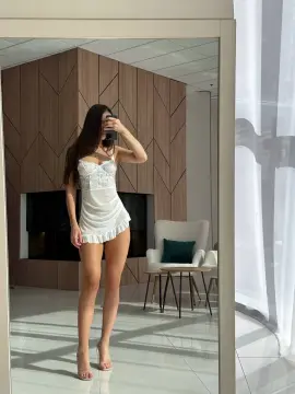 Seksi Dantelli Büstiyer Kesim Mini Gecelik Babydoll - Beyaz