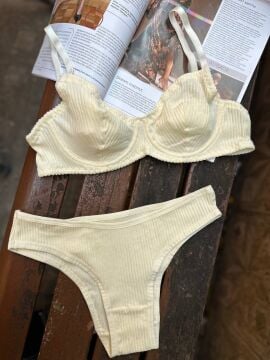 Pamuklu Kaşkorse Desteksiz Balenli Takım - Sarı