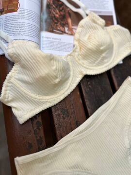 Pamuklu Kaşkorse Desteksiz Balenli Takım - Sarı