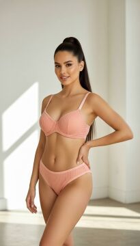 Pamuklu Kaşkorse Desteksiz Balenli Takım - Somon