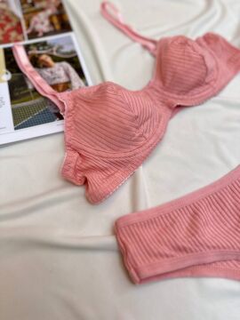 Pamuklu Kaşkorse Desteksiz Balenli Takım - Somon