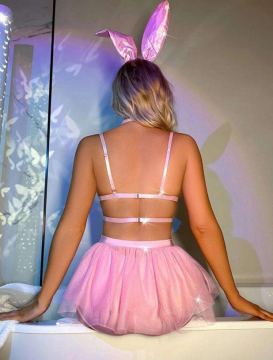 Pembe Tavşan Kız Cosplay Kostüm Seti