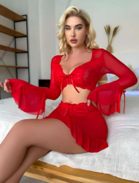 Kırmızı Dantelli Tül 3'lü Fantezi Takım