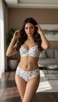 Pamuklu Kaşkorse Desteksiz Balenli Takım - Mavi Gül